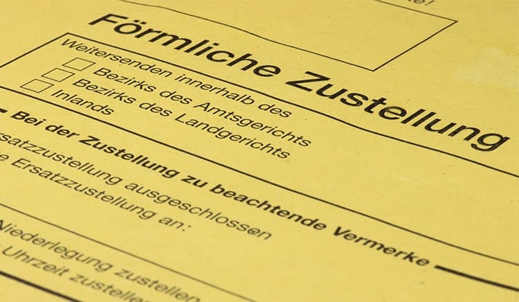 Einstweilige Verfügung Brief